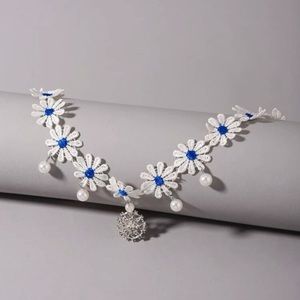 🌸 Awesome Floral Flower Faux Pearl Lace Choker 🌸
